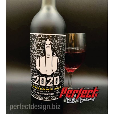 Étiquette pour bouteille de vin - Bye Bye 2020 - Welcome 2021